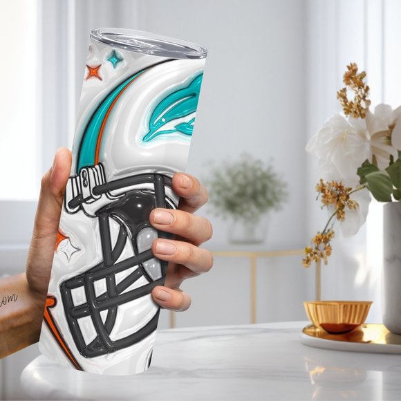 Miami Dolphins Tumbler, Dolphin Sublimation Tumbler, American Football Cup Gifts - Picture 2 of 4